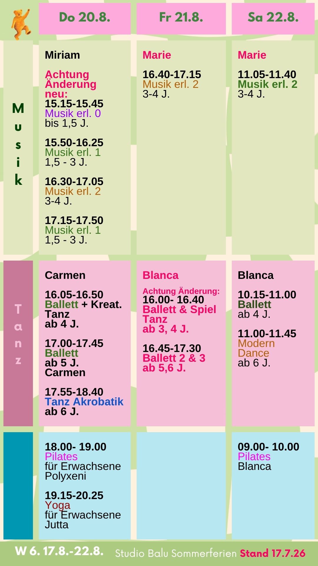 Sommerferienplan 2026